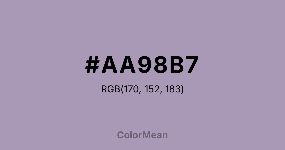 Color swatch image showing #AA98B7 with RGB(170,152,183) values