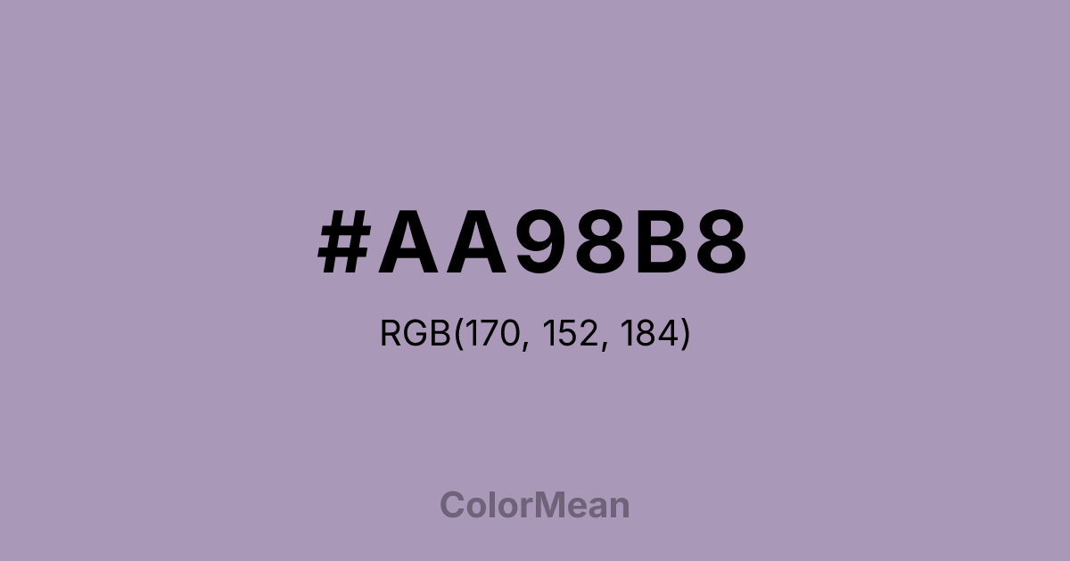 Color swatch image showing #AA98B8 with RGB(170,152,184) values