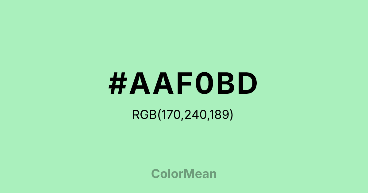 Color swatch image showing #AAF0BD with RGB(170,240,189) values