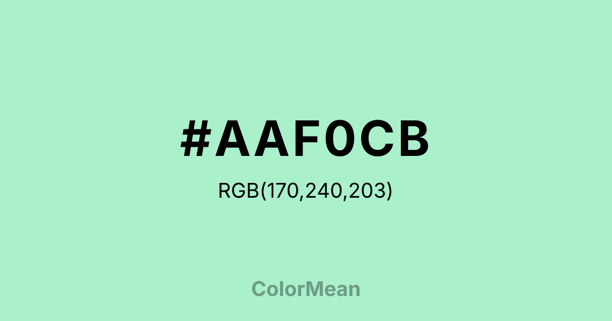 Color swatch image showing #AAF0CB with RGB(170,240,203) values