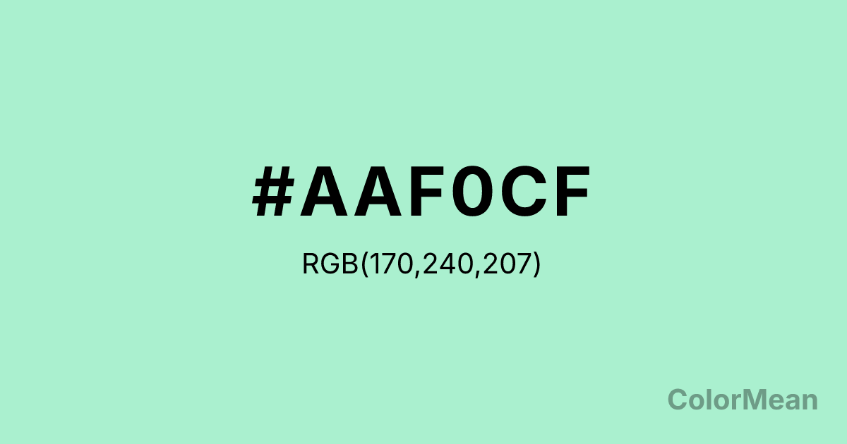 Color swatch image showing #AAF0CF with RGB(170,240,207) values