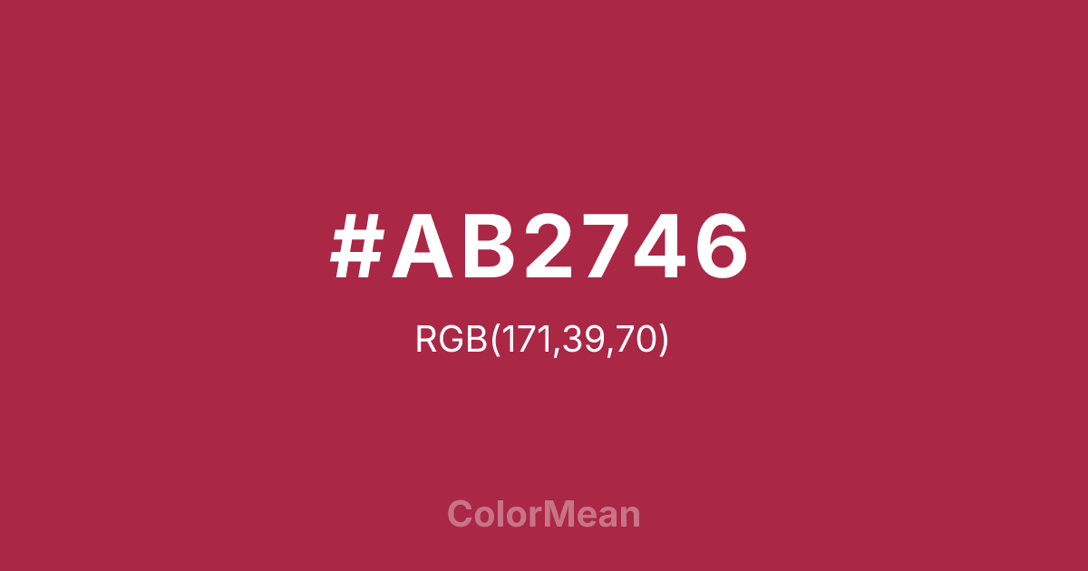 Color swatch image showing #AB2746 with RGB(171,39,70) values