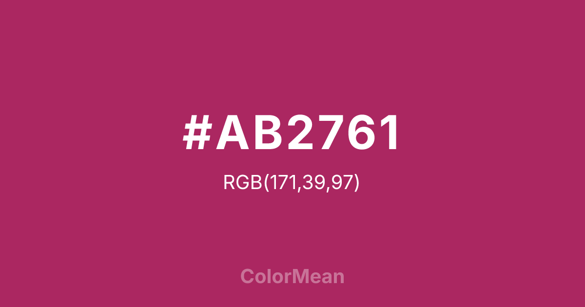 Color swatch image showing #AB2761 with RGB(171,39,97) values