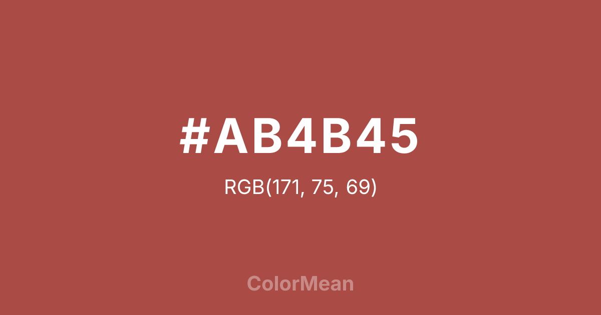 Color swatch image showing #AB4B45 with RGB(171,75,69) values