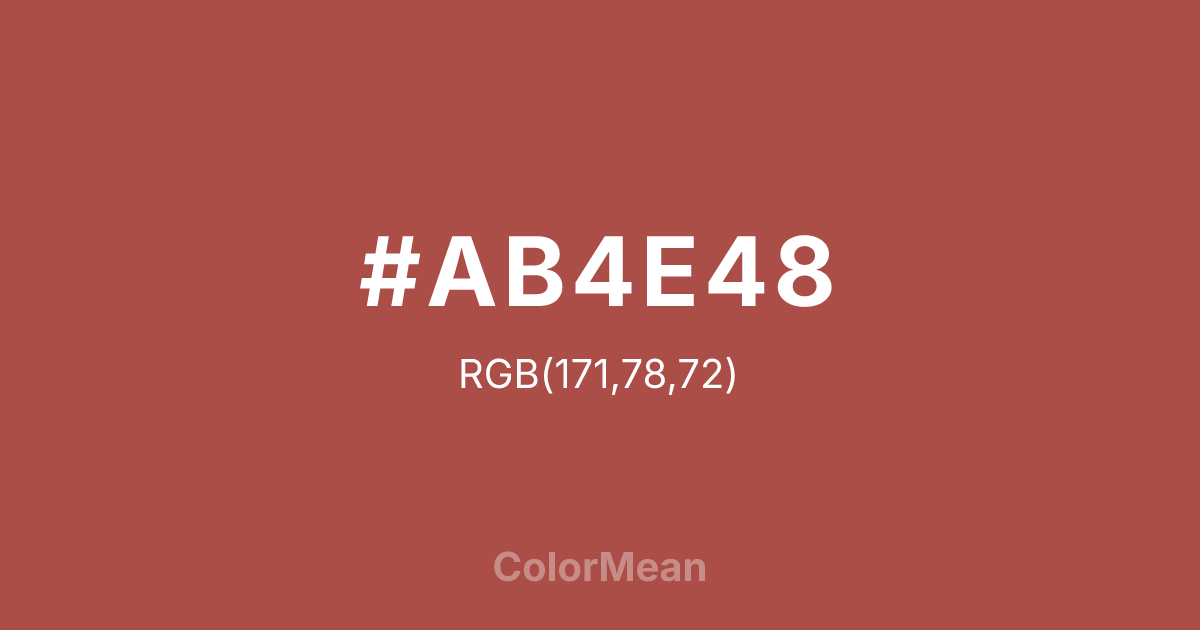 Color swatch image showing #AB4E48 with RGB(171,78,72) values