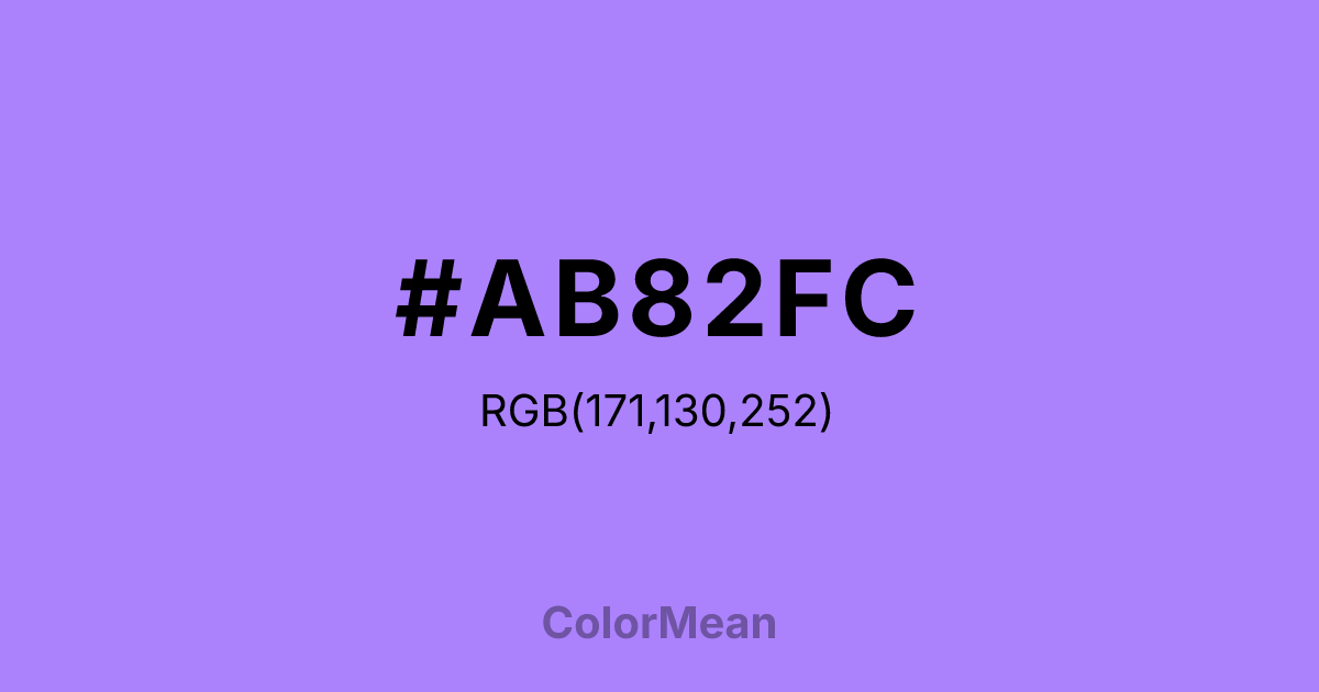 Color swatch image showing #AB82FC with RGB(171,130,252) values