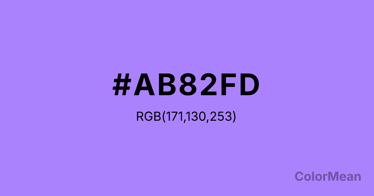 Color swatch image showing #AB82FD with RGB(171,130,253) values