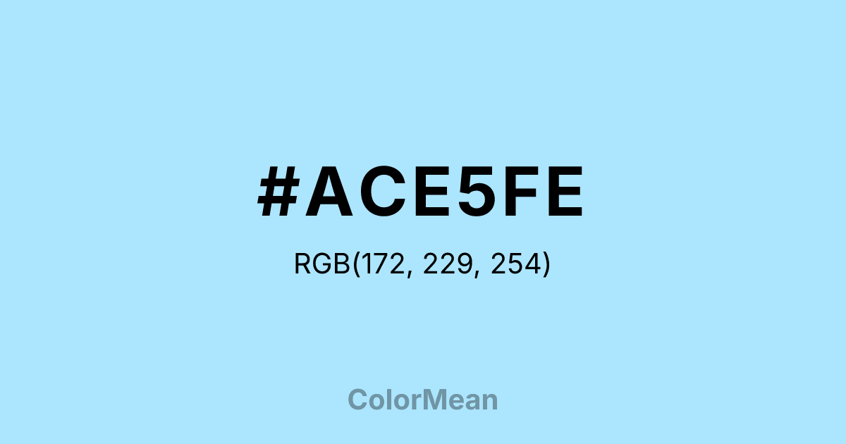 Color swatch image showing #ACE5FE with RGB(172,229,254) values