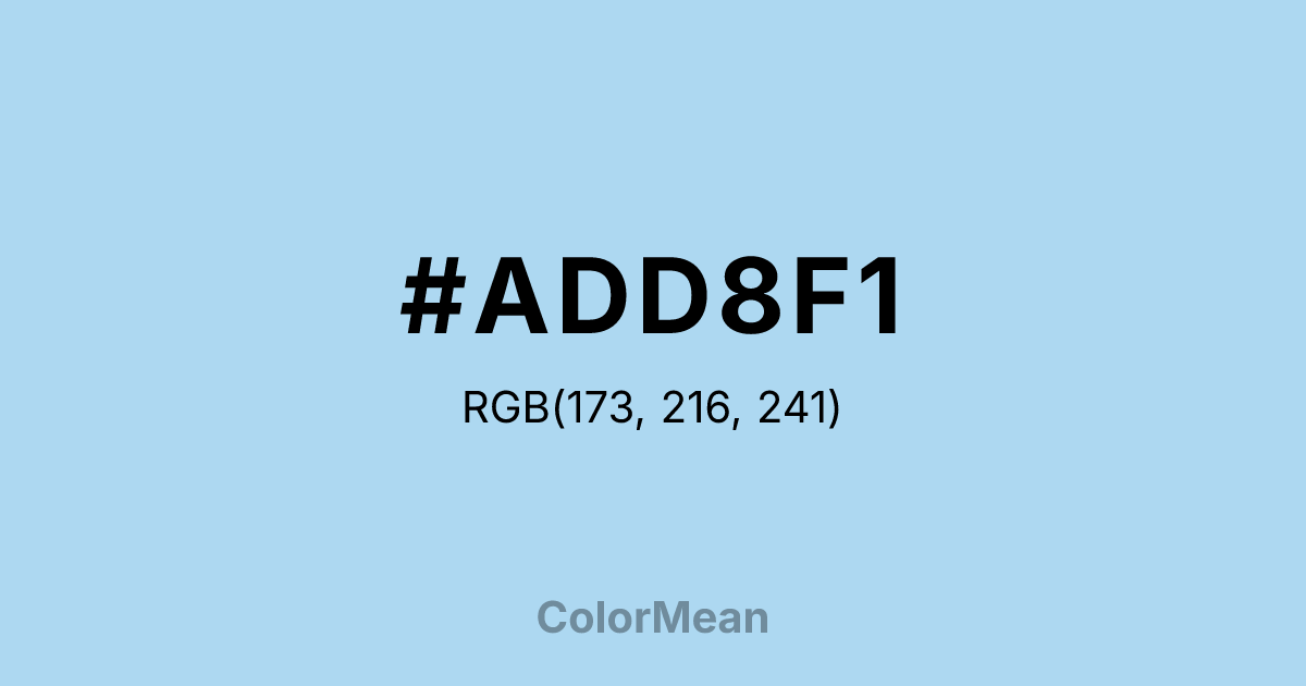 Color swatch image showing #ADD8F1 with RGB(173,216,241) values