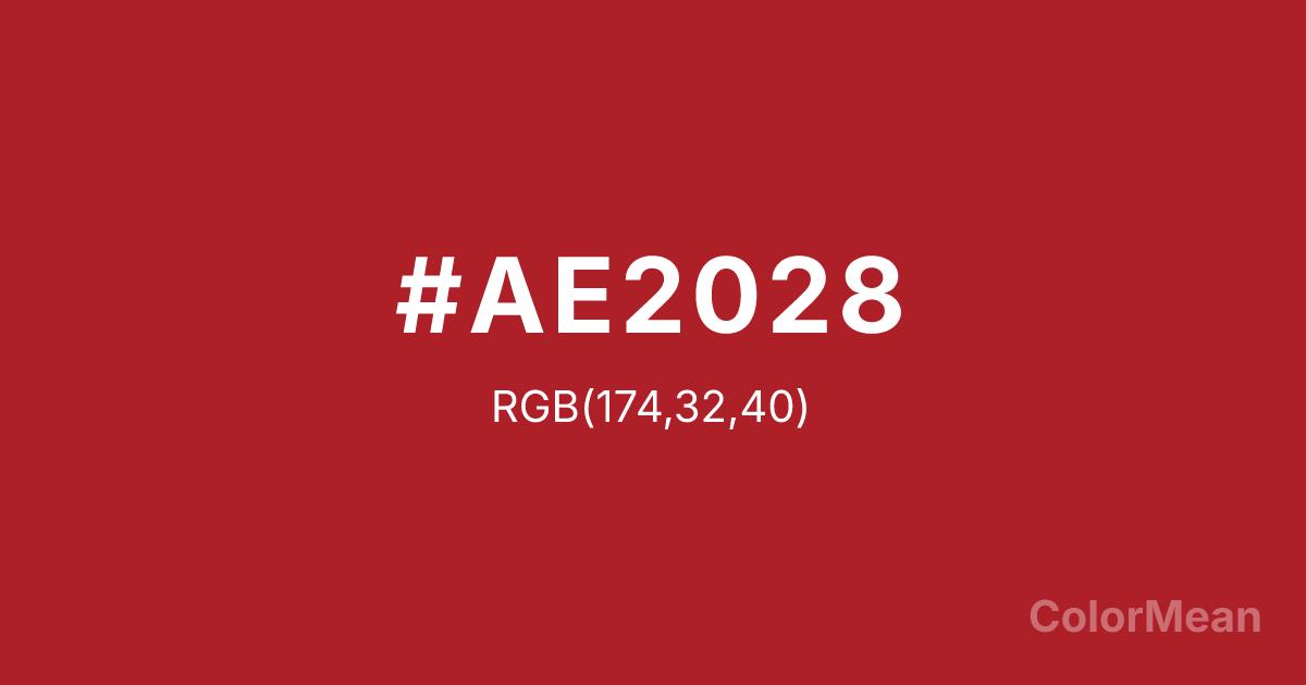 Color swatch image showing #AE2028 with RGB(174,32,40) values
