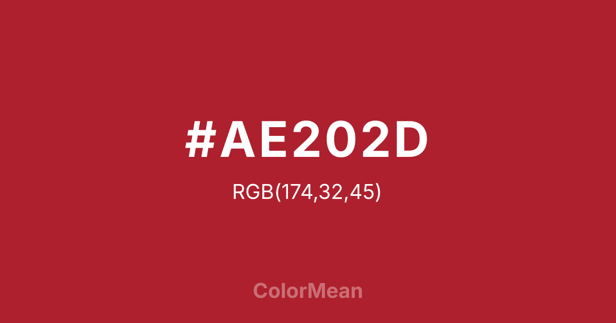 Color swatch image showing #AE202D with RGB(174,32,45) values