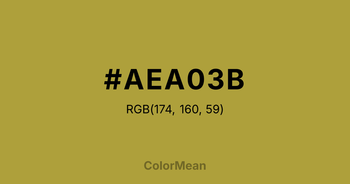 Color swatch image showing #AEA03B with RGB(174,160,59) values