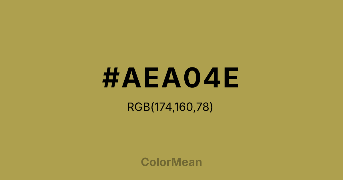 Color swatch image showing #AEA04E with RGB(174,160,78) values