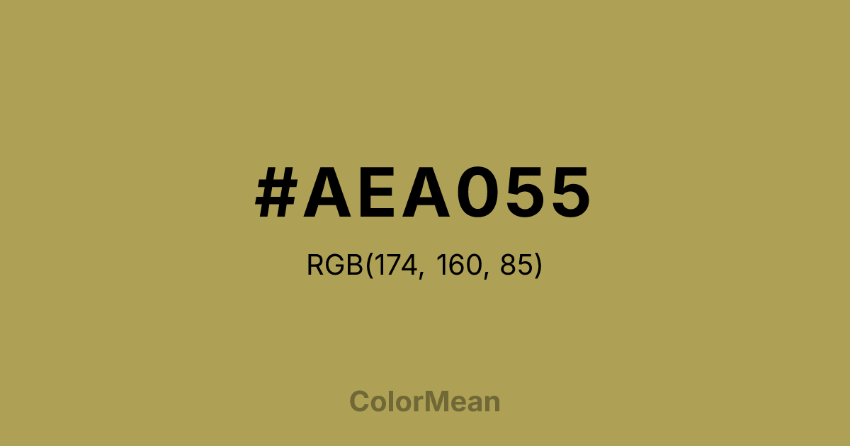 Color swatch image showing #AEA055 with RGB(174,160,85) values