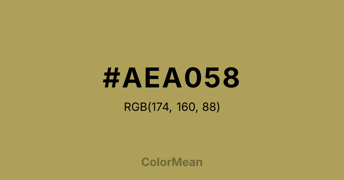 Color swatch image showing #AEA058 with RGB(174,160,88) values