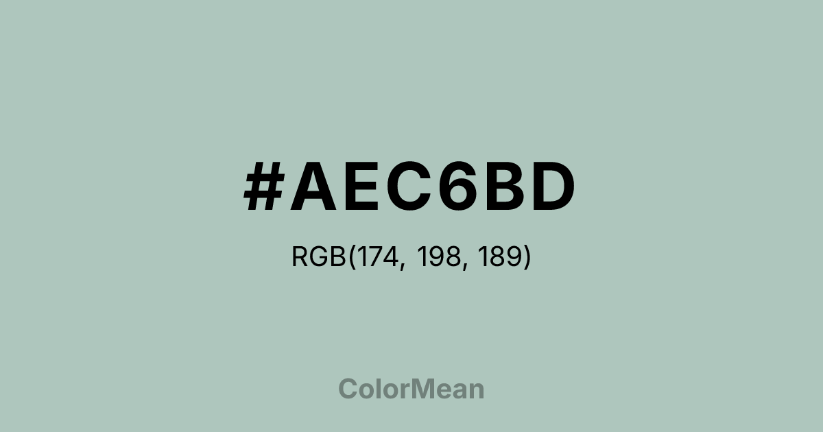 Color swatch image showing #AEC6BD with RGB(174,198,189) values