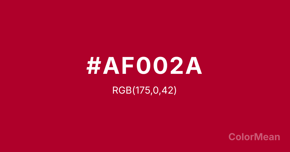Color swatch image showing Alabama crimson (#AF002A) with RGB(175,0,42) values
