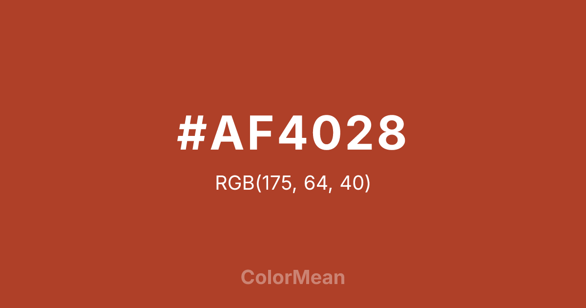 Color swatch image showing #AF4028 with RGB(175,64,40) values
