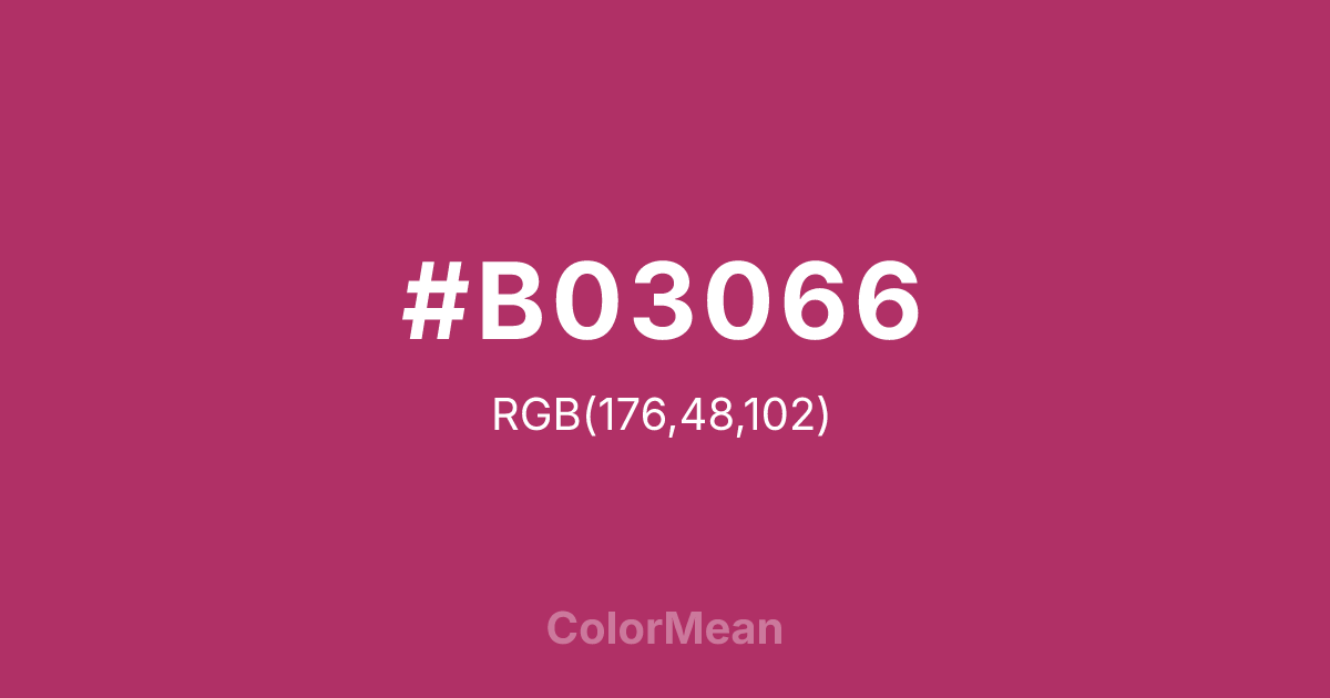 Color swatch image showing #B03066 with RGB(176,48,102) values