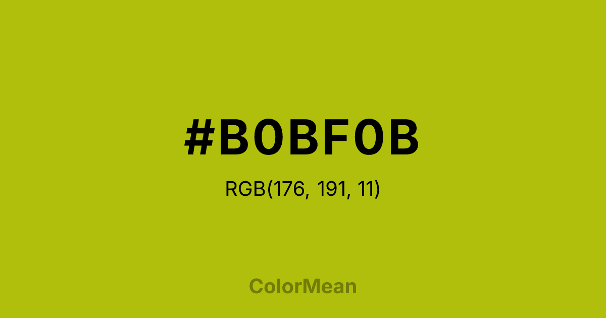 Color swatch image showing #B0BF0B with RGB(176,191,11) values
