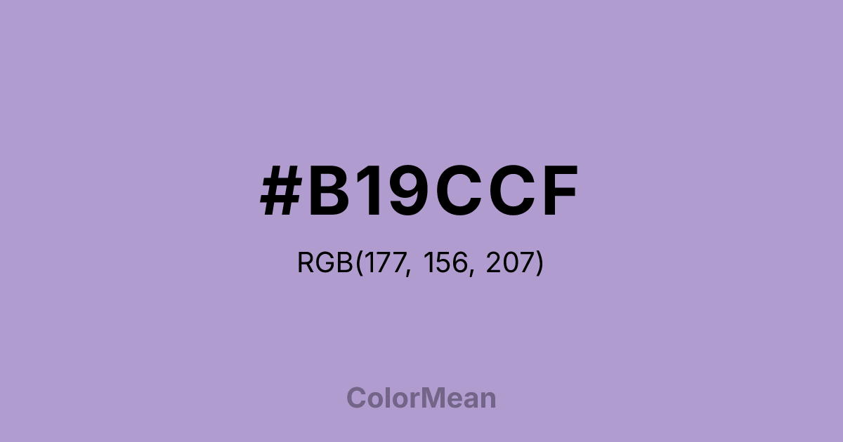 Color swatch image showing #B19CCF with RGB(177,156,207) values