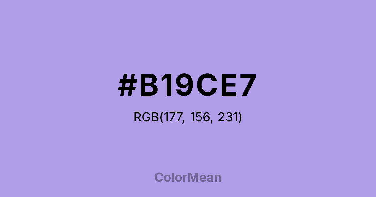 Color swatch image showing #B19CE7 with RGB(177,156,231) values