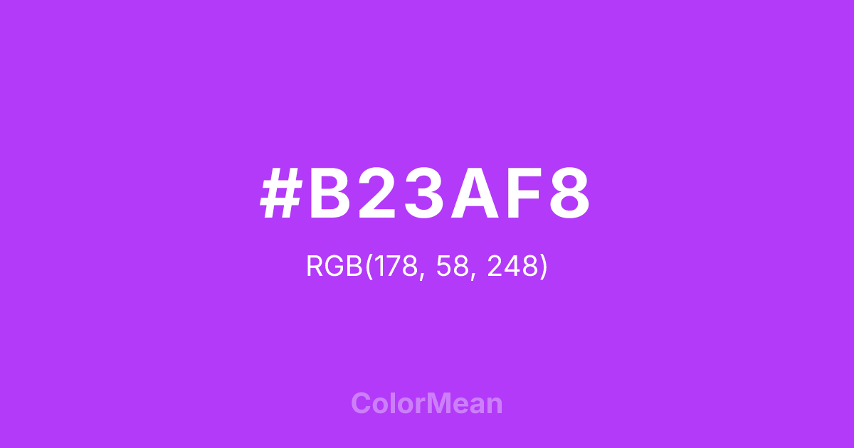 Color swatch image showing #B23AF8 with RGB(178,58,248) values