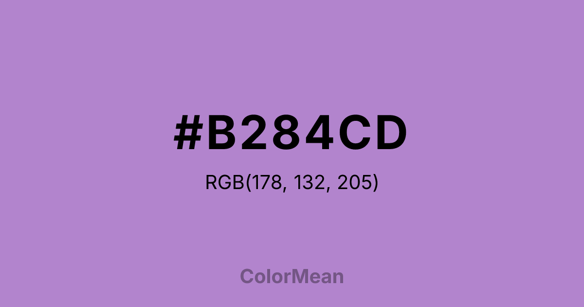 Color swatch image showing #B284CD with RGB(178,132,205) values