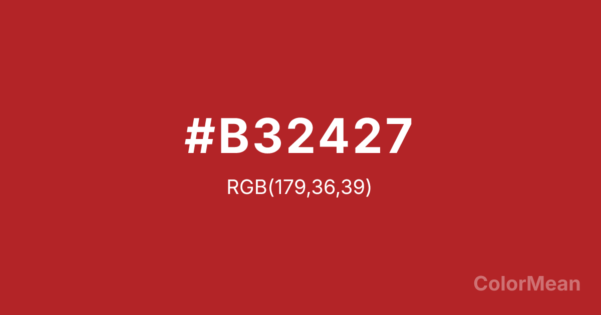 Color swatch image showing #B32427 with RGB(179,36,39) values