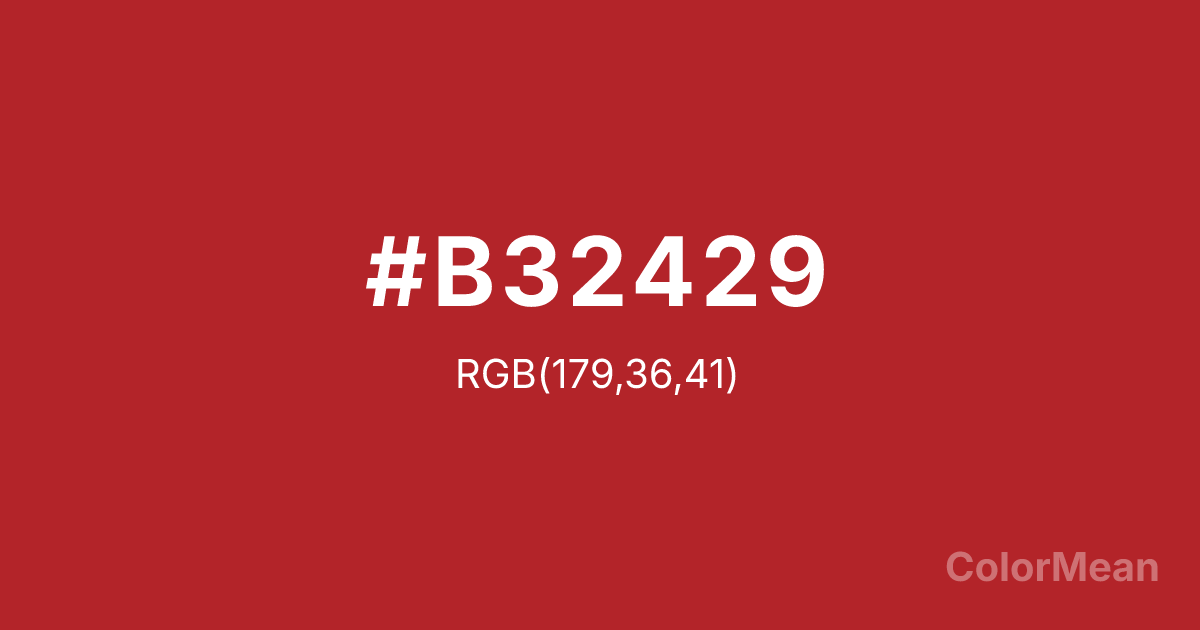 Color swatch image showing #B32429 with RGB(179,36,41) values
