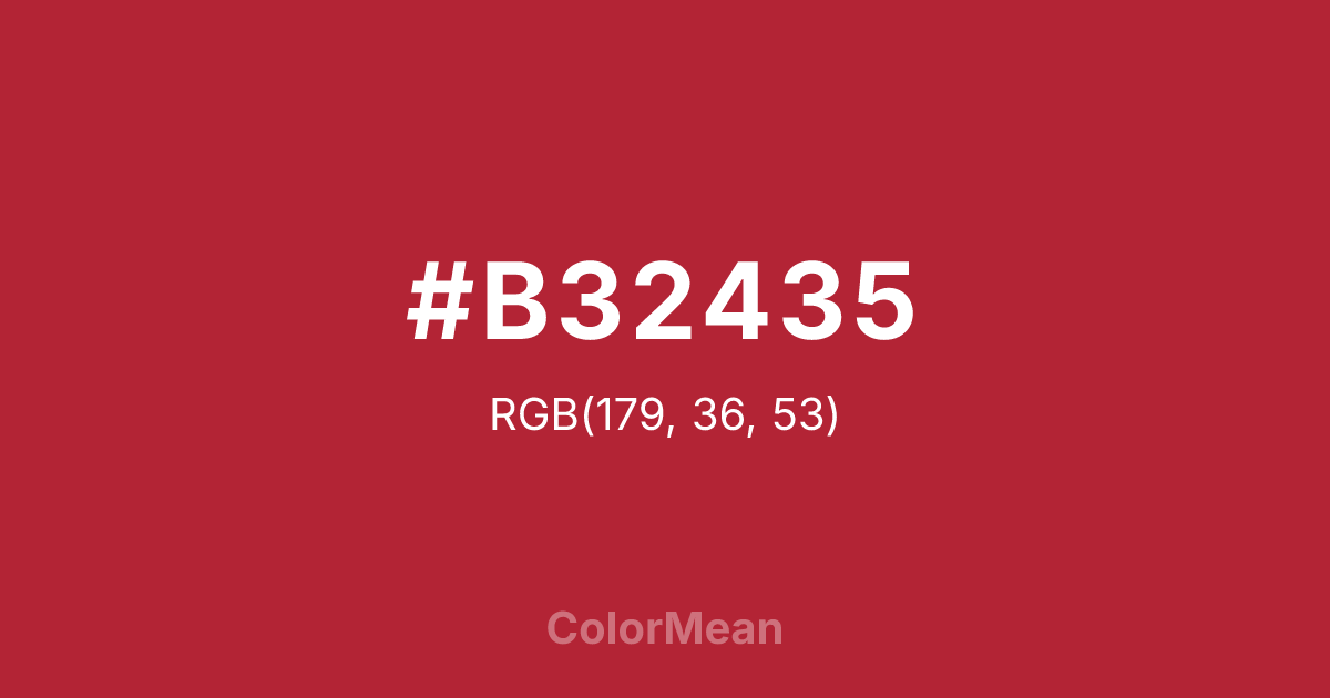 Color swatch image showing #B32435 with RGB(179,36,53) values