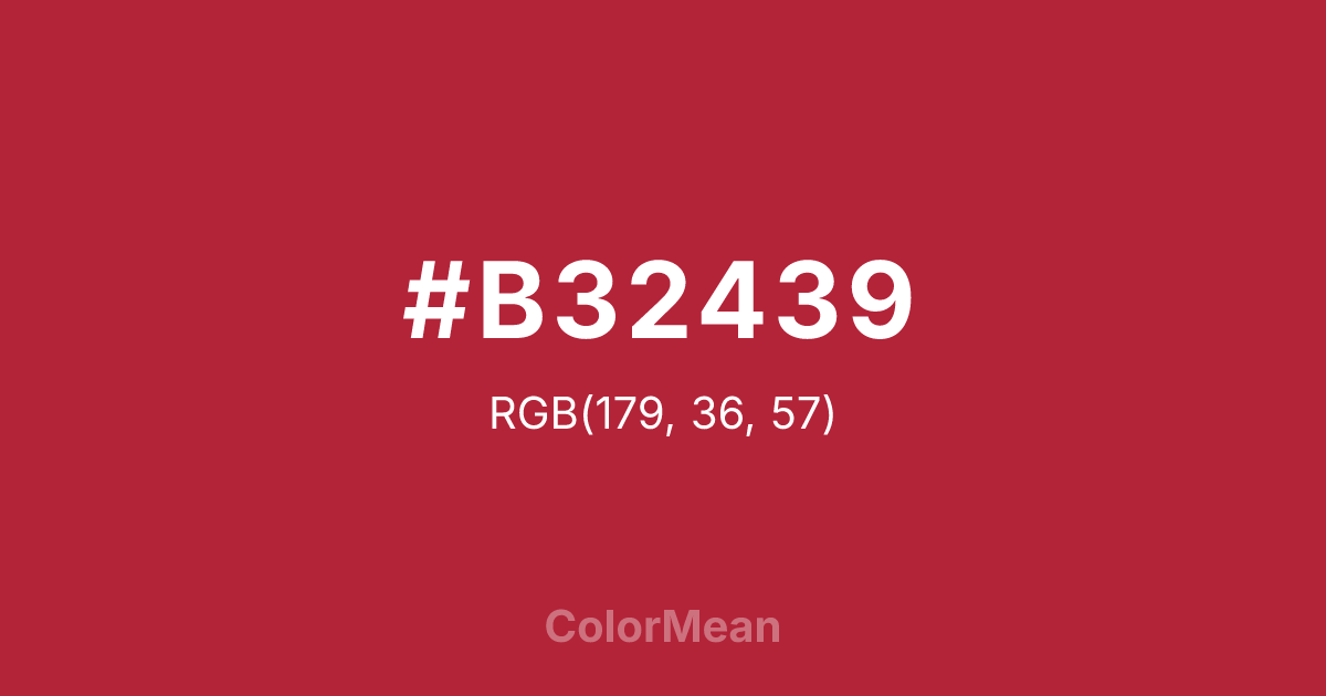 Color swatch image showing #B32439 with RGB(179,36,57) values