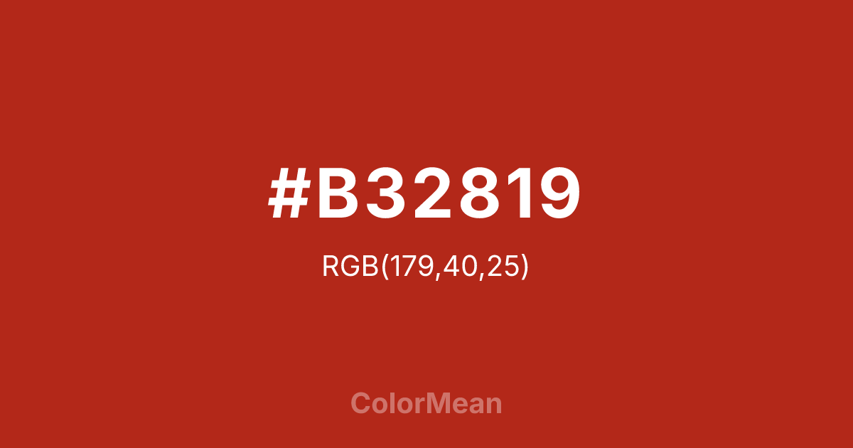 Color swatch image showing #B32819 with RGB(179,40,25) values