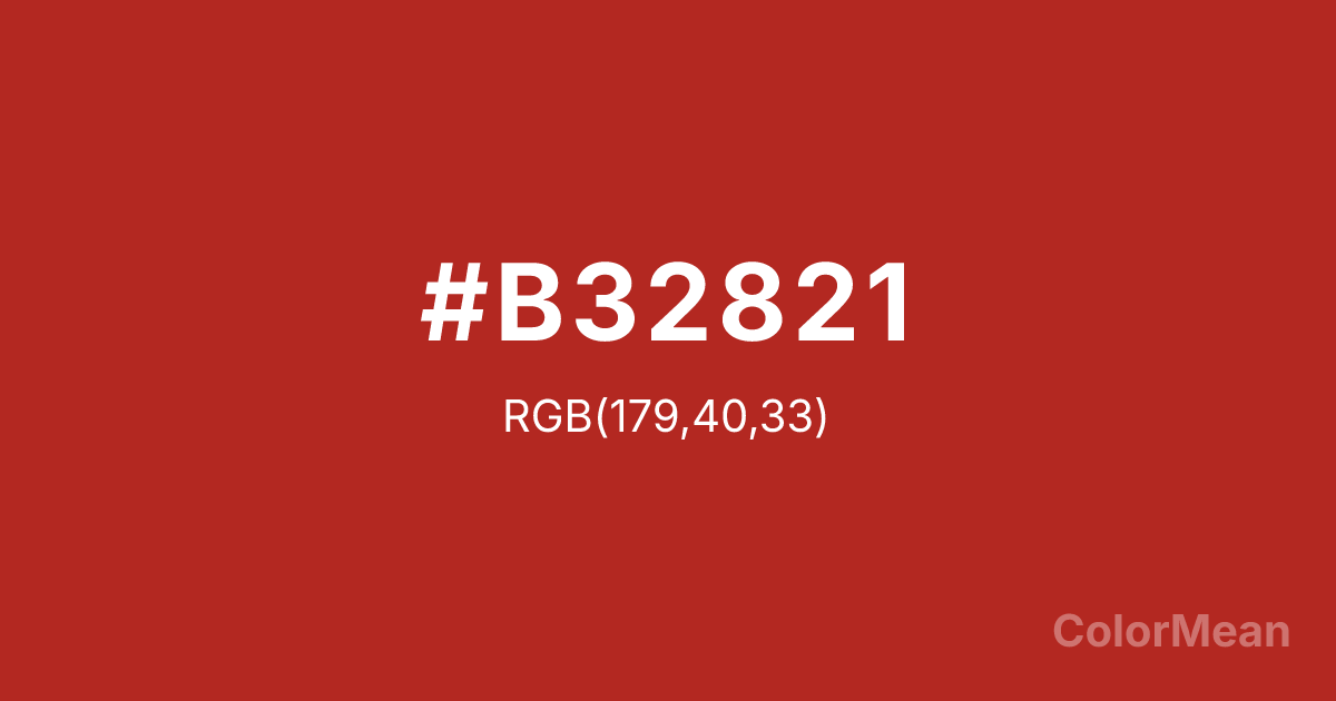 Color swatch image showing Coral Red (#B32821) with RGB(179,40,33) values