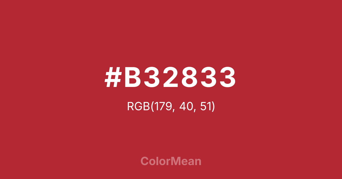 Color swatch image showing #B32833 with RGB(179,40,51) values