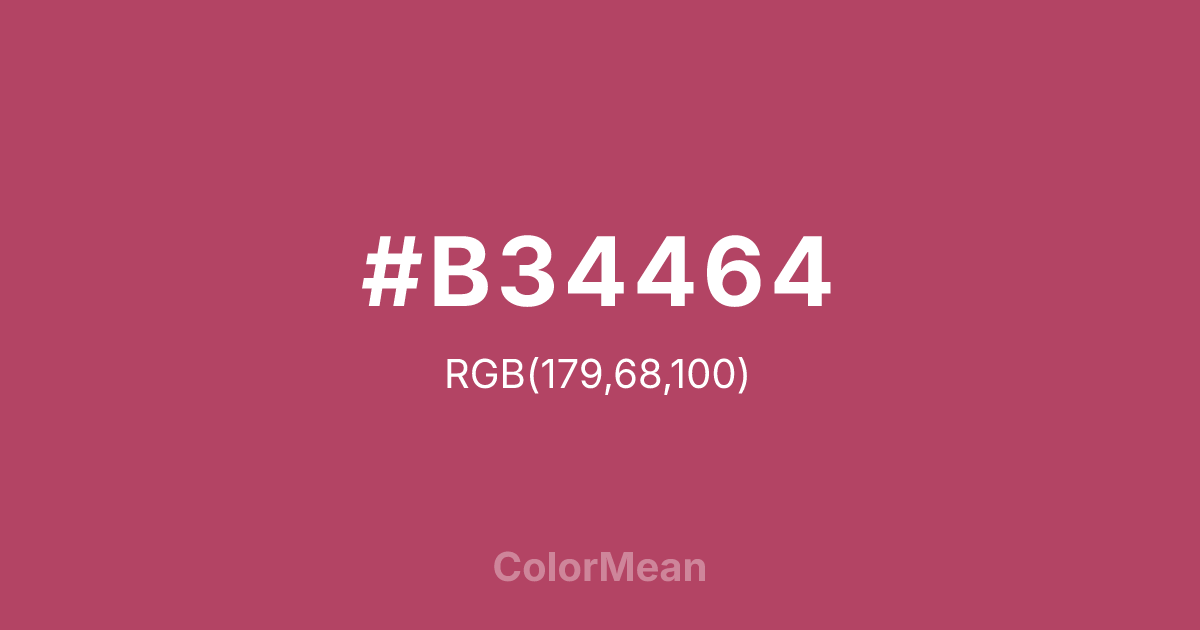 Color swatch image showing #B34464 with RGB(179,68,100) values
