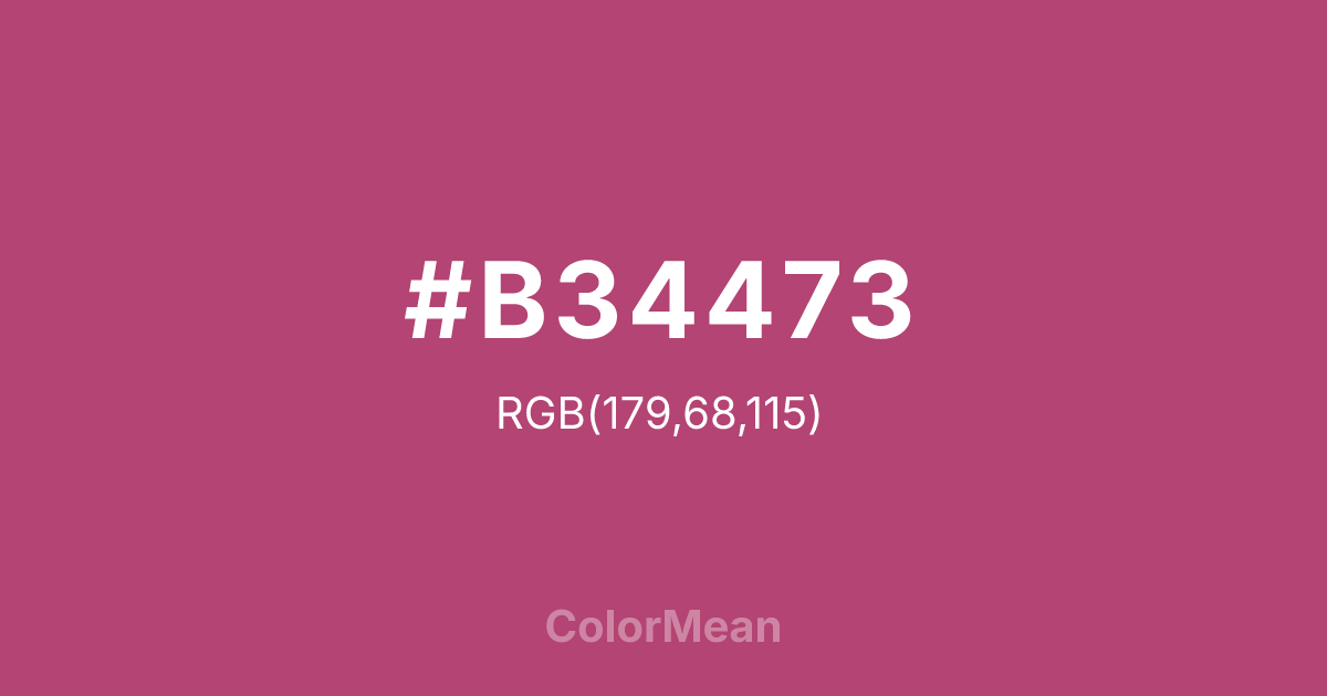 Color swatch image showing #B34473 with RGB(179,68,115) values