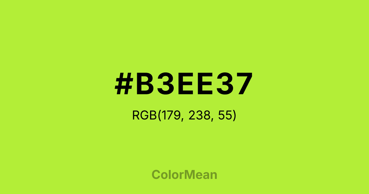 Color swatch image showing #B3EE37 with RGB(179,238,55) values