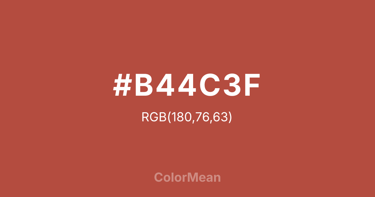 Color swatch image showing #B44C3F with RGB(180,76,63) values