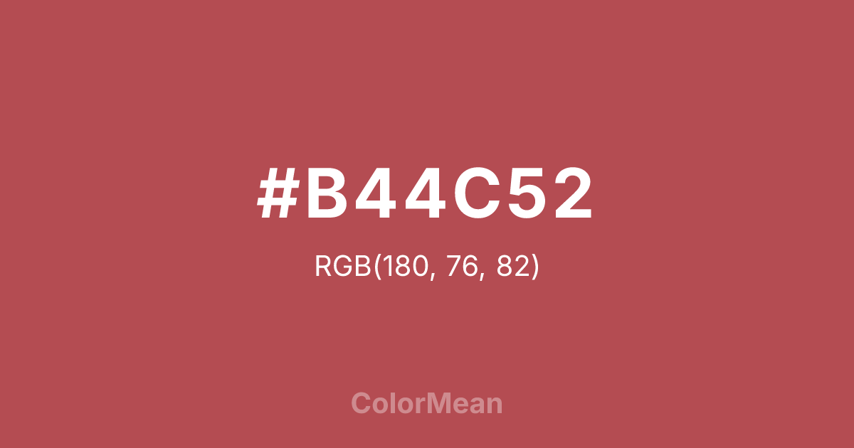 Color swatch image showing #B44C52 with RGB(180,76,82) values