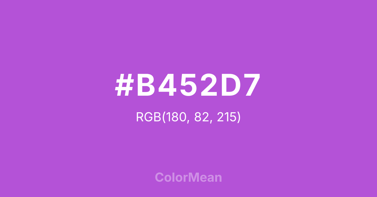 Color swatch image showing #B452D7 with RGB(180,82,215) values