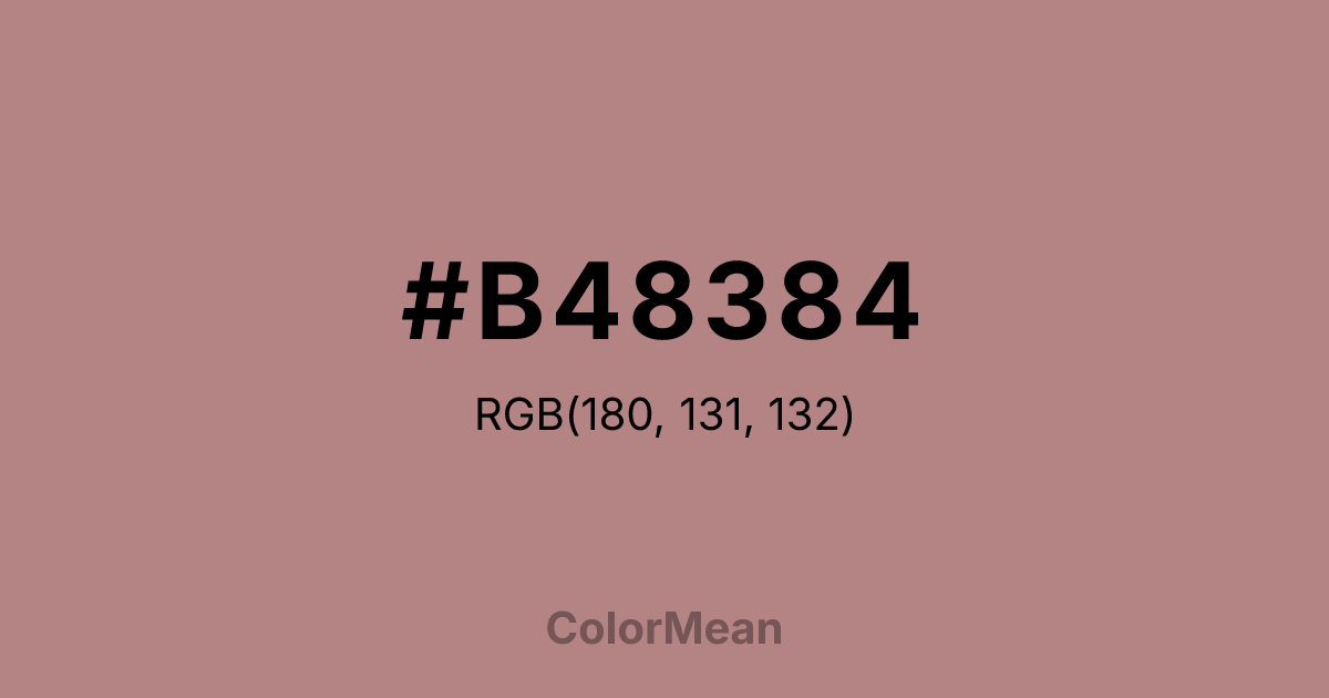 Color swatch image showing #B48384 with RGB(180,131,132) values