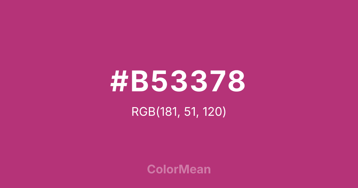 Color swatch image showing #B53378 with RGB(181,51,120) values