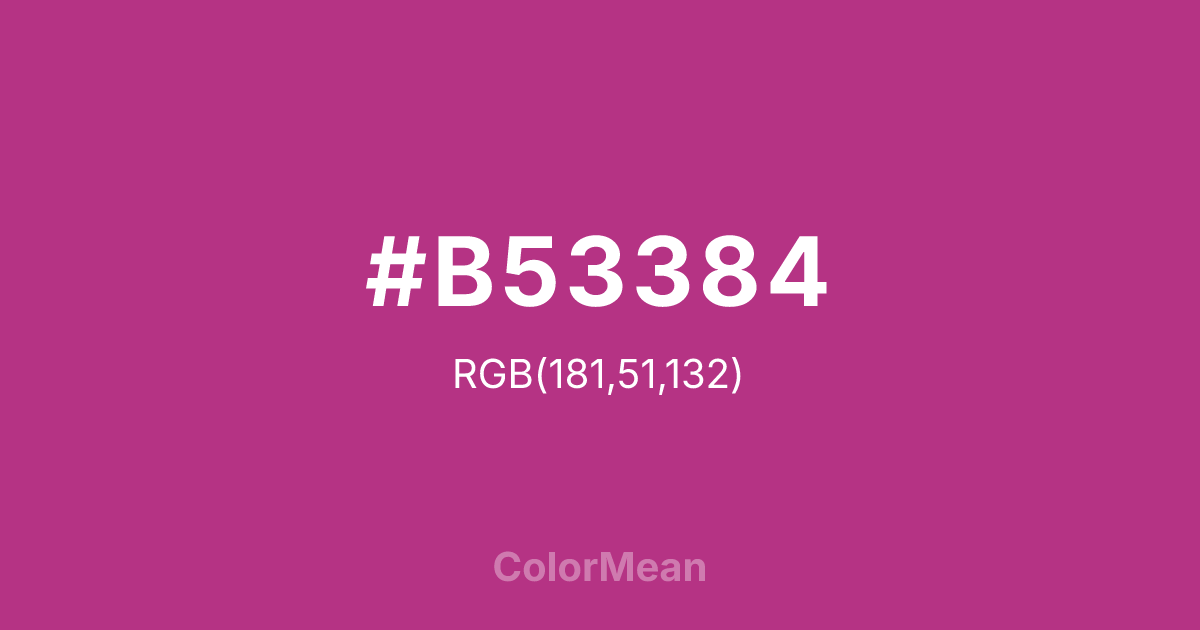 Color swatch image showing #B53384 with RGB(181,51,132) values