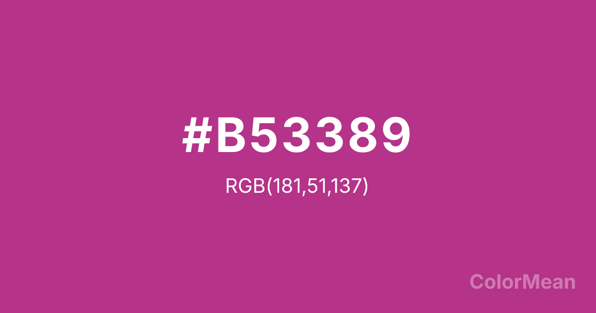 Color swatch image showing Fandango (#B53389) with RGB(181,51,137) values