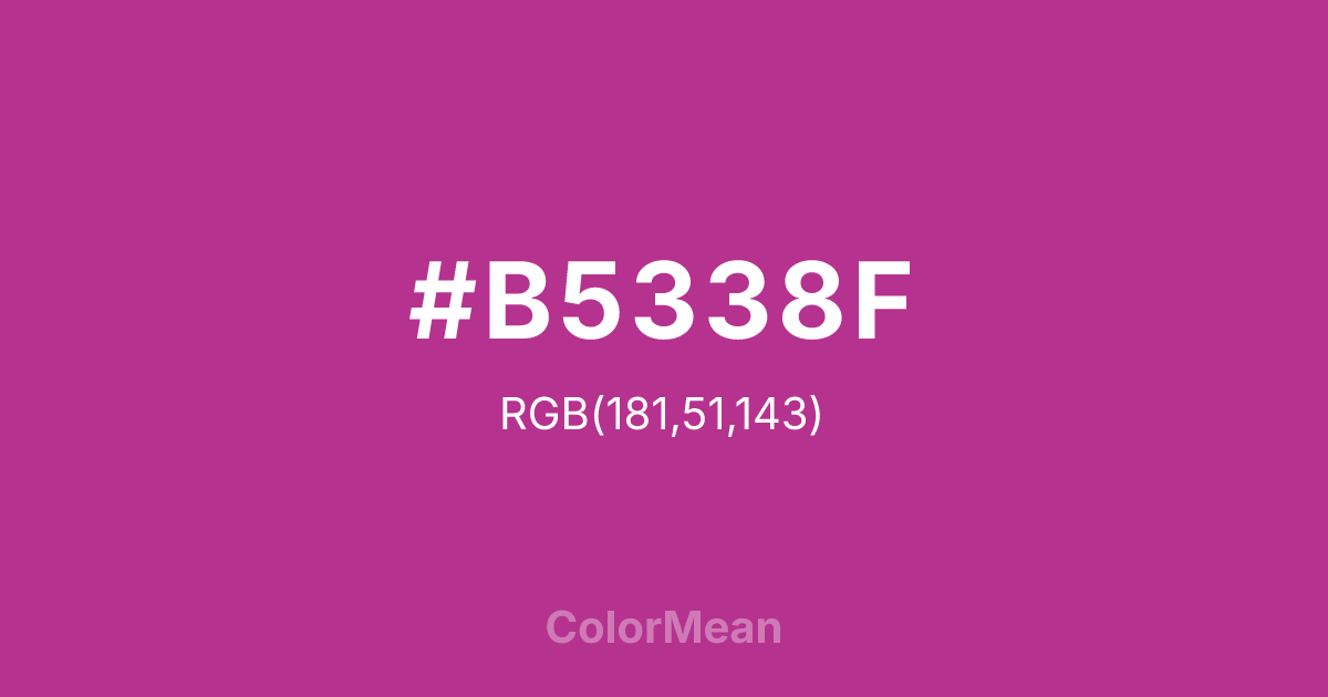 Color swatch image showing #B5338F with RGB(181,51,143) values