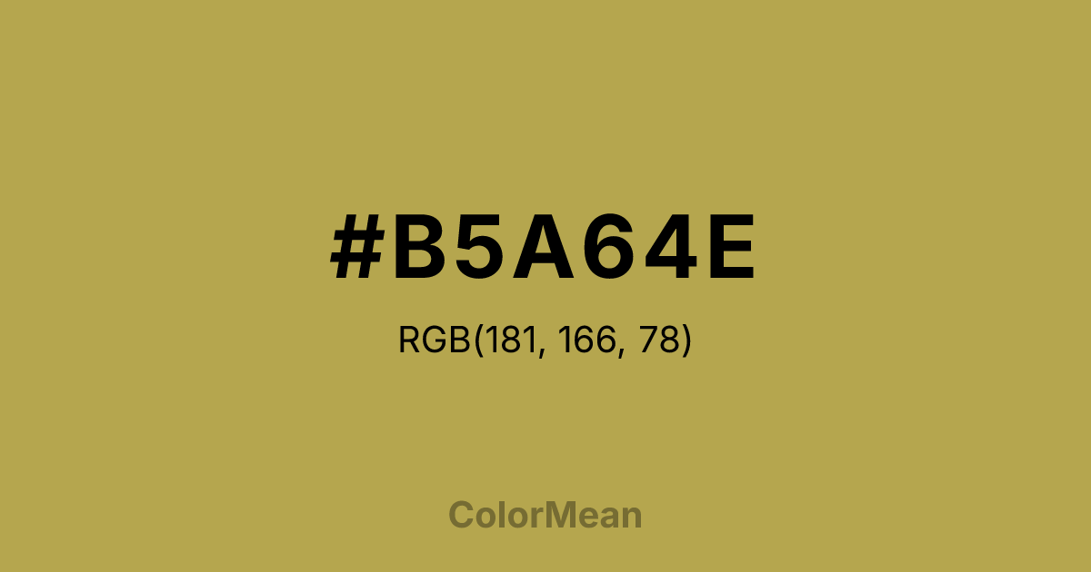 Color swatch image showing #B5A64E with RGB(181,166,78) values