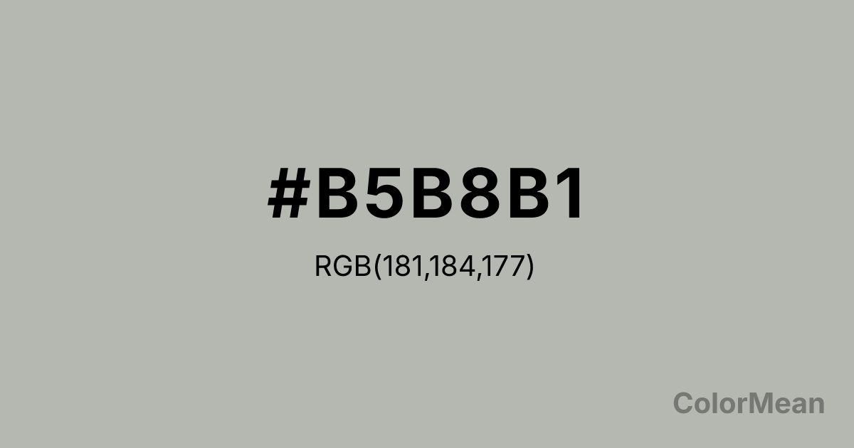 Color swatch image showing Agate Grey (#B5B8B1) with RGB(181,184,177) values