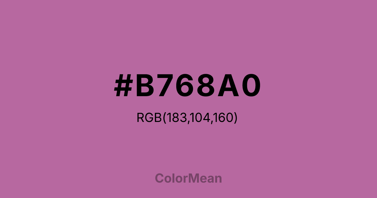 Color swatch image showing #B768A0 with RGB(183,104,160) values