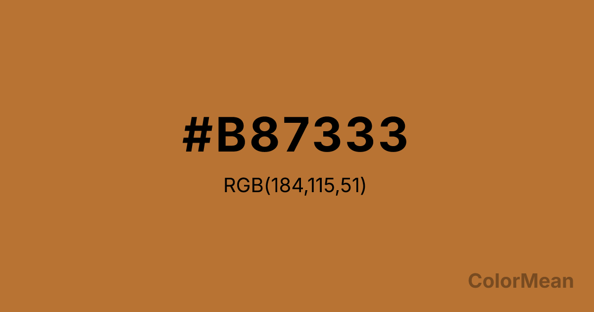 Color swatch image showing Copper (#B87333) with RGB(184,115,51) values